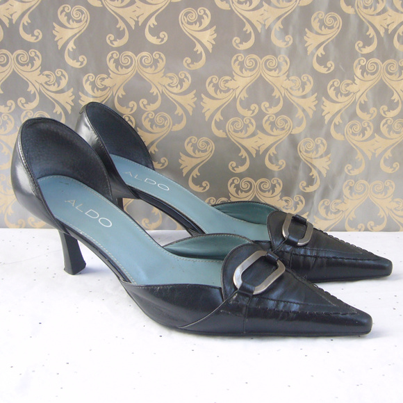 Aldo Shoes Aldo Dorsay Black Leather Kitten Heel Pump 65